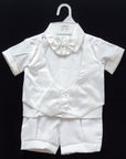 Mothers Choice Boys White Cristening Suit Shortsleeve