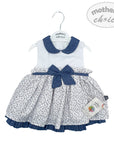 M/C GIRLS FANCY S/L DRESS SKY FLOWERS 9-12M