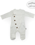 M/C 100% COTTON SIDE BUTTON ROMPER WHT 0-3M
