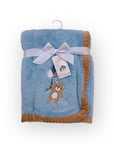 M/C SUPER SOFT CORAL FLEECE AND BINDING BLANKET BOY'S BEAR