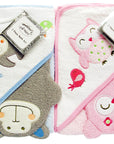 2 pc bath towel set baby monkey owl design