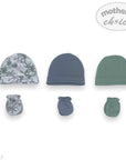 M/C 6PK BEANIE HAT & MITTEN SET GREY/MINT