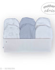 Set of baby blankets with patterns in a white box, branded 'Mother's Choice'.
