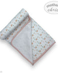 Mothers Choice 100% Cotton Baby Quilted Hooded Receiver - Pink Rainbow