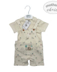 INF BOYS 2PC NATURAL SAFARI DUNGAREE SET 3-6M