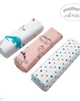 Mothers Choice 3 Pack Baby Flannel Receivers 100% Cotton - Pink Dinosaur
