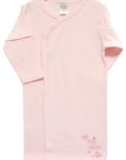 Pink baby gown with long sleeves on a white background