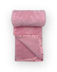M/C SUPER SOFT CORAL FLEECE WITH PRINTED MINK BINDING BLANKET AND PILLOW SET GIRL'S PINK BEAR
