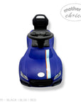Blue toy car with black steering wheel on a white background, featuring 'Mother's Choice' branding.