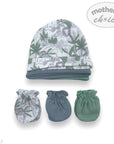 M/C 6PK BEANIE HAT & MITTEN SET GREY/MINT