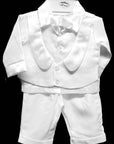 Mothers Choice Boys White Cristening Suit Longsleeve With Tailpiece