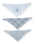 M/C 3 PACK BANDANA BIB SET LOVE-GREY