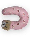 M/C SUPER SOFT CORAL FLEECE WITH PRINTED MINK BINDING BLANKET AND PILLOW SET GIRL'S PINK BEAR