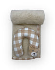 Mothers Choice Super Soft Coral Fleece Blanket & Pillow Set – Beige Bear