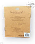 Back of a cardboard box packaging for a 3-piece newborn gift set with 'Mother's Choice' branding.
