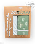Pack of two bamboo burp cloths in a decorative cardboard box with 'Mother's Choice' branding.