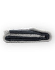 Folded gray towel on a white background