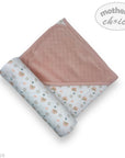Mothers Choice 100% Cotton Baby Quilted Hooded Receiver - Pink Rainbow