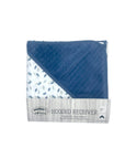 Mothers Choice 100% Cotton Baby Quilted Hooded Receiver - Blue / Grey Leaf