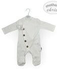 M/C 100% COTTON SIDE BUTTON ROMPER WHT 0-3M