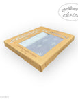Bamboo muslin wrap packaging with a clear window showing the product inside on a white background.