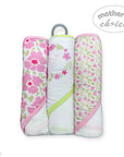 Mothers Choice 3 Piece Hooded Towels And 3 Piece Facecloths So Loved Pink Roses