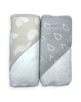 M/C BAMBOO 2PK HOODED TOWEL STONE