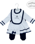 INF GIRLS 5PC NAVY SAILOR ROMPER SET 6-9M