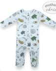 M/C ZIPPER BABYGROW 'MINT ART' NB