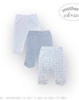Three pairs of baby pants from newborn to 18 months on a white background with 'Mother's Choice' branding.