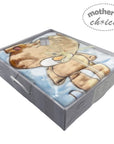 Baby outfit with bear design in a box labeled 'Mother's Choice' on a white background