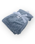 Mothers Choice Single Layer Sherpa Fleece Stripe Blanket Blue