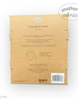Cardboard packaging of a hooded towel with 'Mother's Choice' branding on a white background.