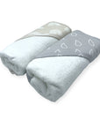 M/C BAMBOO 2PK HOODED TOWEL STONE