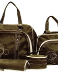 Set of brown bags with white accents on a white background