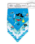 Packaged bandana bibs with pirate design on a white background