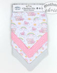 Baby bandana bibs with cartoon designs and 'Mother's Choice' branding on a white background