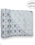 Baby blanket with zebra pattern and 'Mother's Choice' branding on a white background