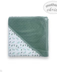 Mothers Choice 100% Cotton Baby Quilted Hooded Receiver - Sage / Grey Leaf