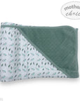 Mothers Choice 100% Cotton Baby Quilted Hooded Receiver - Sage / Grey Leaf