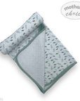 Mothers Choice 100% Cotton Baby Quilted Hooded Receiver - Sage / Grey Leaf