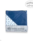 Mothers Choice 100% Cotton Baby Quilted Hooded Receiver - Blue / Grey Leaf