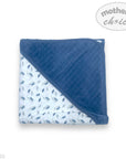 Mothers Choice 100% Cotton Baby Quilted Hooded Receiver - Blue / Grey Leaf