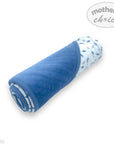 Mothers Choice 100% Cotton Baby Quilted Hooded Receiver - Blue / Grey Leaf