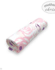 Floral-patterned fabric roll with 'mother's choice' branding on a white background