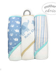 Mothers Choice 3 Piece Hooded Towels And 3 Piece Facecloths Blue Elephant