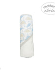 hooded towel and 4 washcloths and wash sponge blue dino