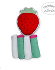 hooded towel and 4 washcloths and wash sponge strawberry