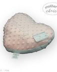 Heart-shaped pink cushion with 'Mother's Choice' branding on a white background