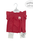 INF GIRLS 2PC SET WHT/FUSCIA 'FLOWER' 6-12M